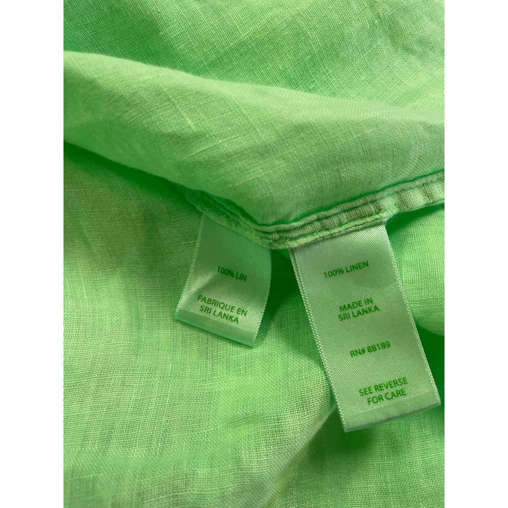 Lilly Pulitzer Sea View Green Linen Button Up Shirt Coastal Resort Preppy XL - Picture 14 of 15